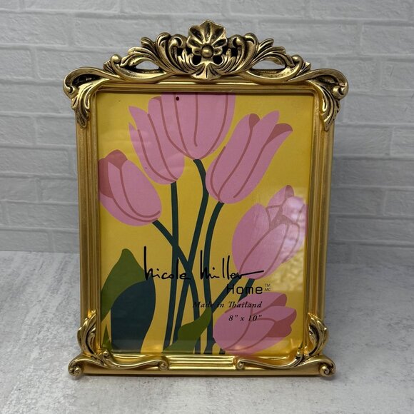 Nicole Miller Antique Gold Finish Photo Picture Frame 8x10 Ornate Baroque Style - Picture 2 of 3